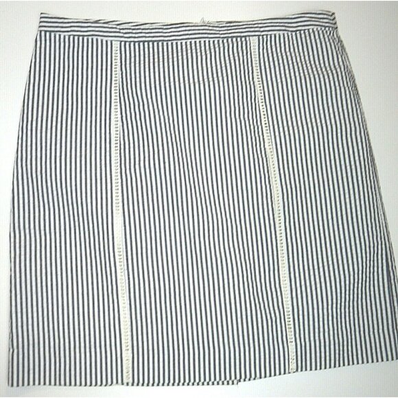 WOMEN'S GRAY & WHITE STRIPE SEERSUCKER PENCIL SKIRT - WILLI SMITH - SIZE 6 - Picture 1 of 3